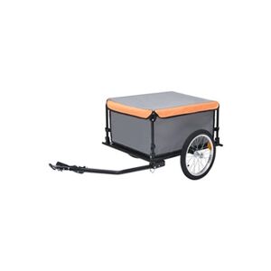VIDAXL Remorque de vélo gris et orange 65 kg - Publicité