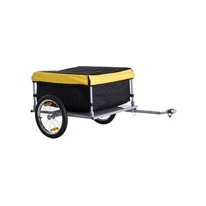 HOMCOM Remorque de transport vélo cargo barre d'attelage incluse housse amovible 4 réflecteurs charge max. 40 Kg noir jaune - Publicité