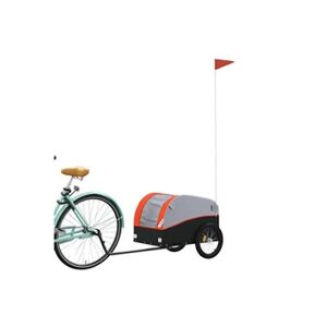 VIDAXL Remorque de vélo noir et orange 30 kg fer - Publicité