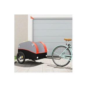 VIDAXL Remorque de vélo noir et orange 45 kg fer - Publicité