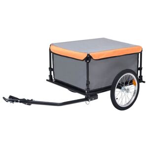 vidaXL Remorque de bicyclette Gris et orange 65 kg - Publicité