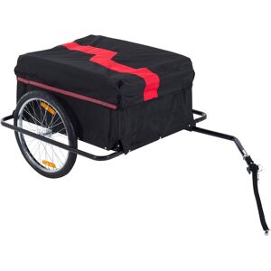 HOMCOM Remorque de transport vélo cargo capacité 70 L barre d'attelage incluse housse amovible 4 réflecteurs charge max. 40 Kg noir rouge