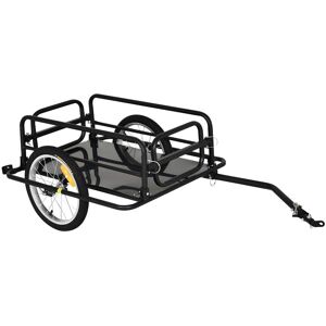 HOMCOM Remorque vélo remorque de transport pour vélo pliable 70L 139L x 71,5l x 49H cm barre d'attelage universelle acier noir