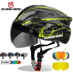 Casque de cyclisme ultraléger avec lunettes, casquette de sécurité pour vélo, moto, VTT, route, lentille amovible jaune/colorée