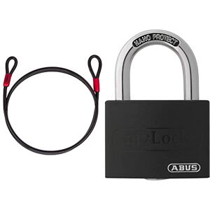 Abus Cobra Câble-antivol 8/200 à 2 Boucles Noir & T65AL/40 Cadenas antivol "myLock" Aluminium Noir - Publicité