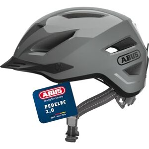 ABUS Casque de ville Pedelec 2.0 Casque de vélo avec feu arrière et visière anti-pluie pour la circulation en ville Femme Homme Gris, Taille M, Gris (race grey), M (52-57 cm) - Publicité