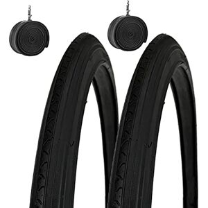 DEESTONE 2 pneus noirs + 2 chambres pour vélo vélo City Bike Route 27 x 1 1/4 (32 – 630) - Publicité