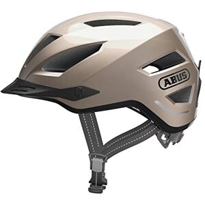 ABUS Casque de ville Pedelec 2.0 Casque de vélo avec feu arrière et visière anti-pluie pour la circulation en ville Femme Homme Or, Taille L, Or (champagne gold), L (56-62 cm) - Publicité