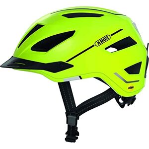 ABUS Casque de ville Pedelec 2.0 MIPS Casque de vélo avec feu arrière, visière, capuche anti-pluie et protection contre les chocs MIPS pour hommes et femmes Jaune brillant, taille M - Publicité