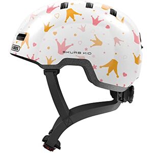 ABUS Casque pour enfants Skurb Kid Casque de vélo robuste au look skater avec de la place pour une tresse et des designs variés pour filles et garçons Blanc avec motif de couronne, taille S - Publicité