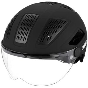 ABUS Casque de ville Hyban 2.0 ACE Casque de vélo avec visière, lumière et coque dure ABS pour hommes et femmes Noir (velvet black), taille L - Publicité