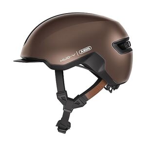 ABUS Urban Helm HUD-Y à LED arrière magnétique rechargeable & fermeture magnétique Casque de vélo cool pour usage quotidien pour hommes et femmes Marron, taille M - Publicité