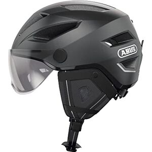 ABUS Casque de ville Pedelec 2.0 ACE casque de vélo avec feu arrière, visière, bonnet de pluie, protection des oreilles pour hommes et femmes gris foncé, taille S - Publicité