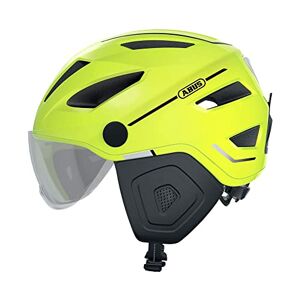 ABUS Casque de ville Pedelec 2.0 ACE casque de vélo avec feu arrière, visière, bonnet de pluie, protection des oreilles pour hommes et femmes jaune brillant, taille M - Publicité