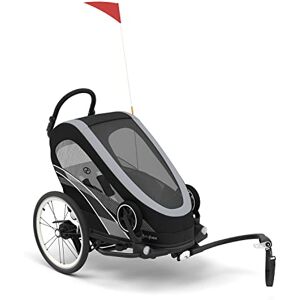 Cybex Remorque Vélo 2-en-1 ZENO Bike, Convertible en Poussette, de 6 mois à 4 ans environ, Max. 111 cm et 22 kg, Noir (Black/All Black) - Publicité