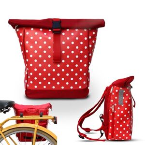 Ikuri Kombi Sacoche Vélo/Sac à Dos pour Porte-Bagage Sac De Velo en Toile Cirée Impermeable, pour Femme Design Lunares Rouge - Publicité