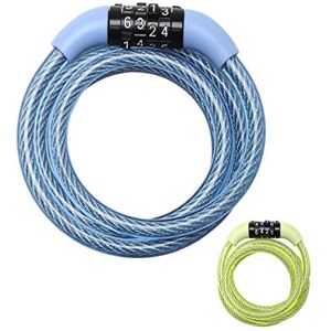 MASTER LOCK Cable Antivol Vélo [1,2 m Câble] [Combinaison] [Extérieur] [Couleur Aléatoire]  Idéal pour Vélo, Vélo Electrique, Skateboard, Poussettes, Tondeuses et autres Equipements - Publicité