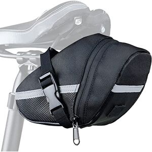 Retoo Sacoche de Selle Vélo de Route Arrière Mini Sac de Queue VTT BMX 1L Paquet sous Siège Bandes Réfléchissantes Universel Léger Ville Cyclime Sangle Scratch Support Nylon 20cm Noir - Publicité