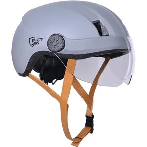 Casque velo route Safety Labs Gris avec visiere et eclairage led in