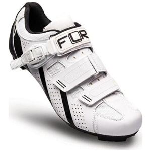 Chaussures velo de route FLR Pro F15 cuir microfibres blanc sangles v blanc