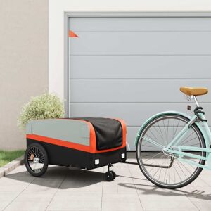 94061 vidaXL Remorque de vélo noir et orange 45 kg fer - Publicité