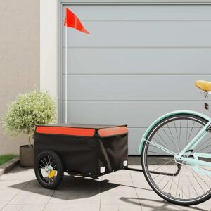 94075 vidaXL Remorque de vélo noir et orange 30 kg fer - Publicité