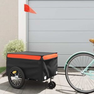 94103 vidaXL Remorque de vélo noir et orange 45 kg fer - Publicité