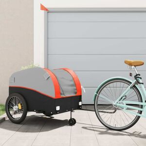 94152 vidaXL Remorque de vélo noir et orange 45 kg fer - Publicité
