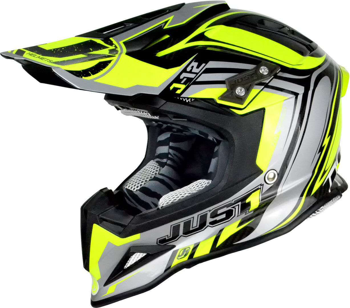 Just1 J12 Flame Casque MX Noir Jaune taille : S