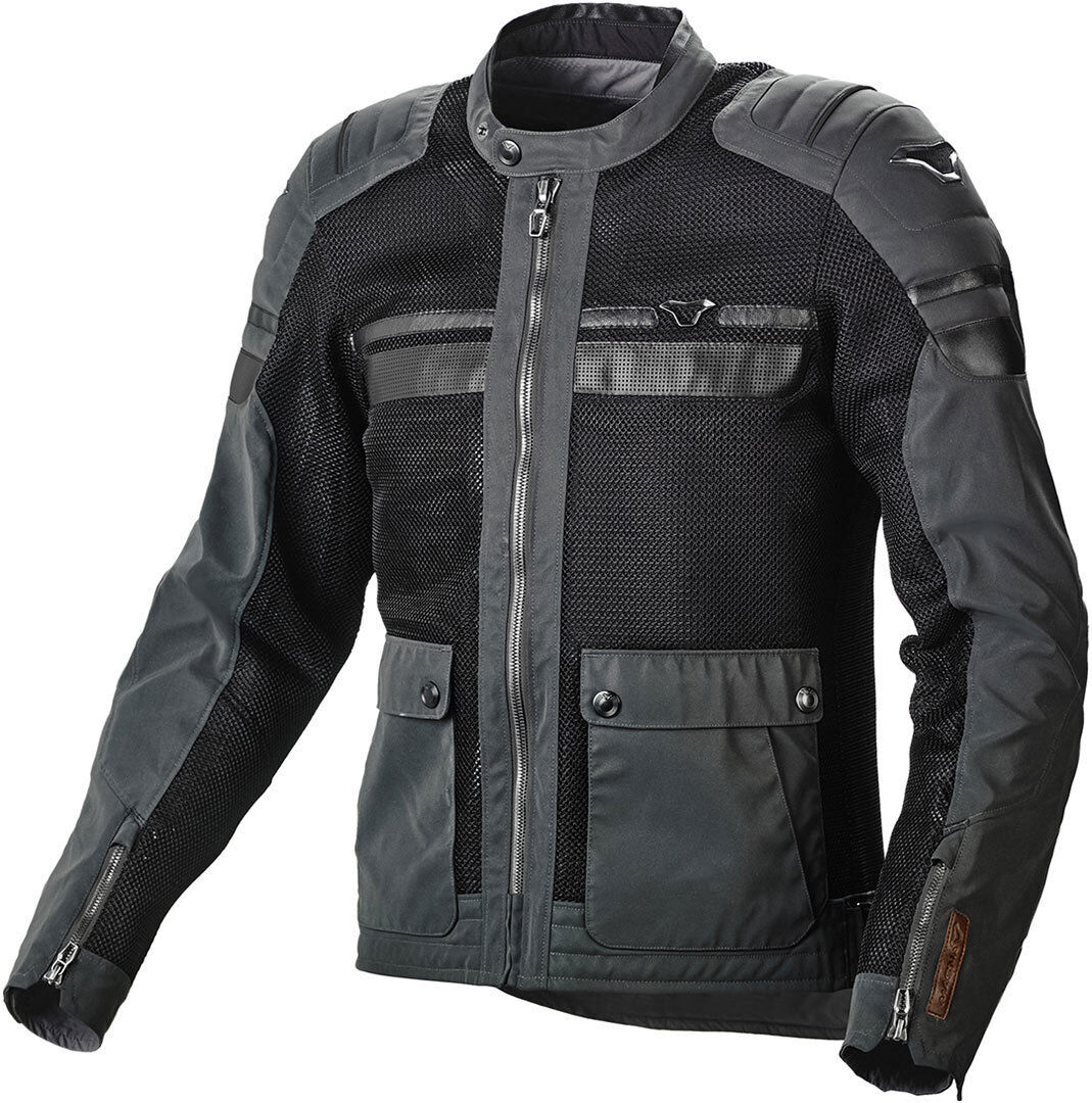 Macna Fluent NightEye Veste textile de moto Noir Gris taille : L