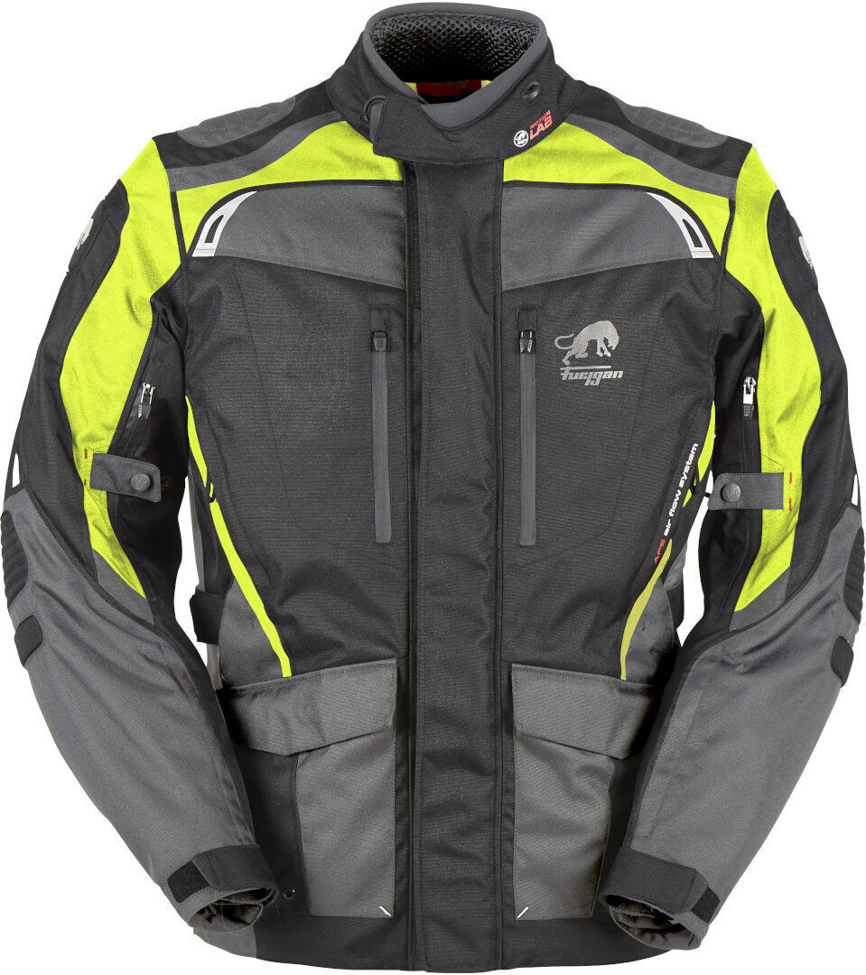 Furygan Apalaches Motorcycle Textile Jacket  - Black Grey Yellow