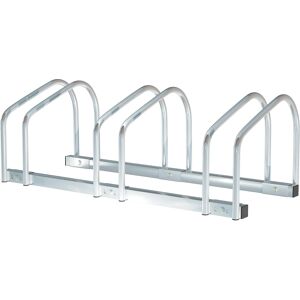 Homcom – Rastrelliera Portabiciclette Parcheggio per 3 Biciclette Tubi d'acciaio 70.5 × 33 × 27cm Argento