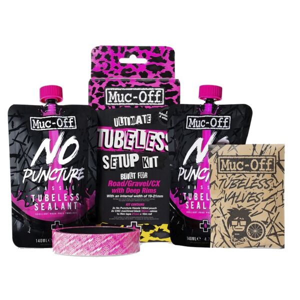 muc-off tubeless kit road 60 mm - kit tubeless bici da corsa black/pink