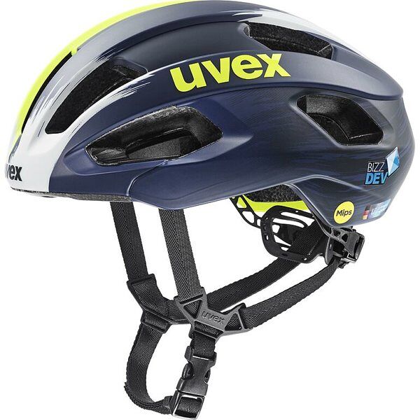uvex rise pro mips - casco bici blue/yellow/white 15