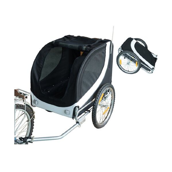 pawhut rimorchio per animali domestici pieghevole da bicicletta, bianco e nero, 130x90x110cm