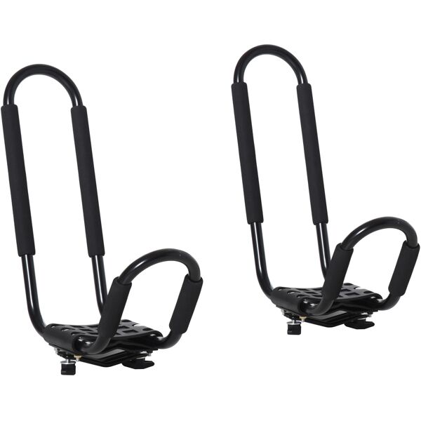 homcom set 2 staffe porta kayak con attacco universale per portapacchi adatte per canoe e paddleboard, nero, 46x16.5x47cm