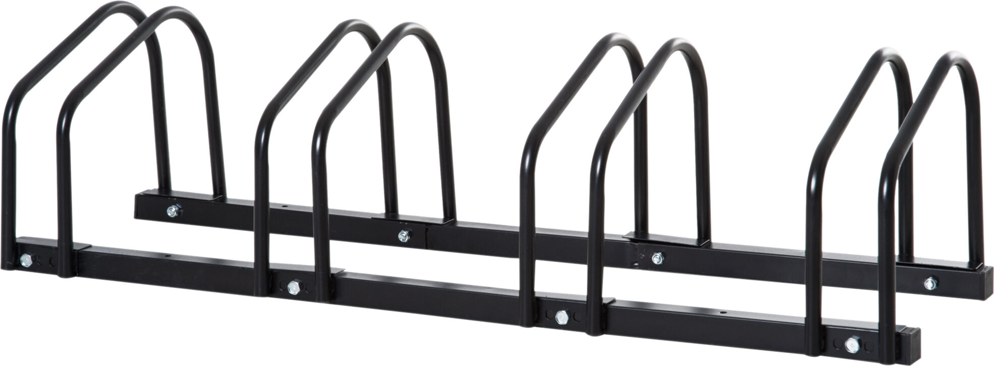 Homcom Rastrelliera Portabiciclette Parcheggio per 4 Biciclette in Acciaio, 110x33x27 cm, Nero