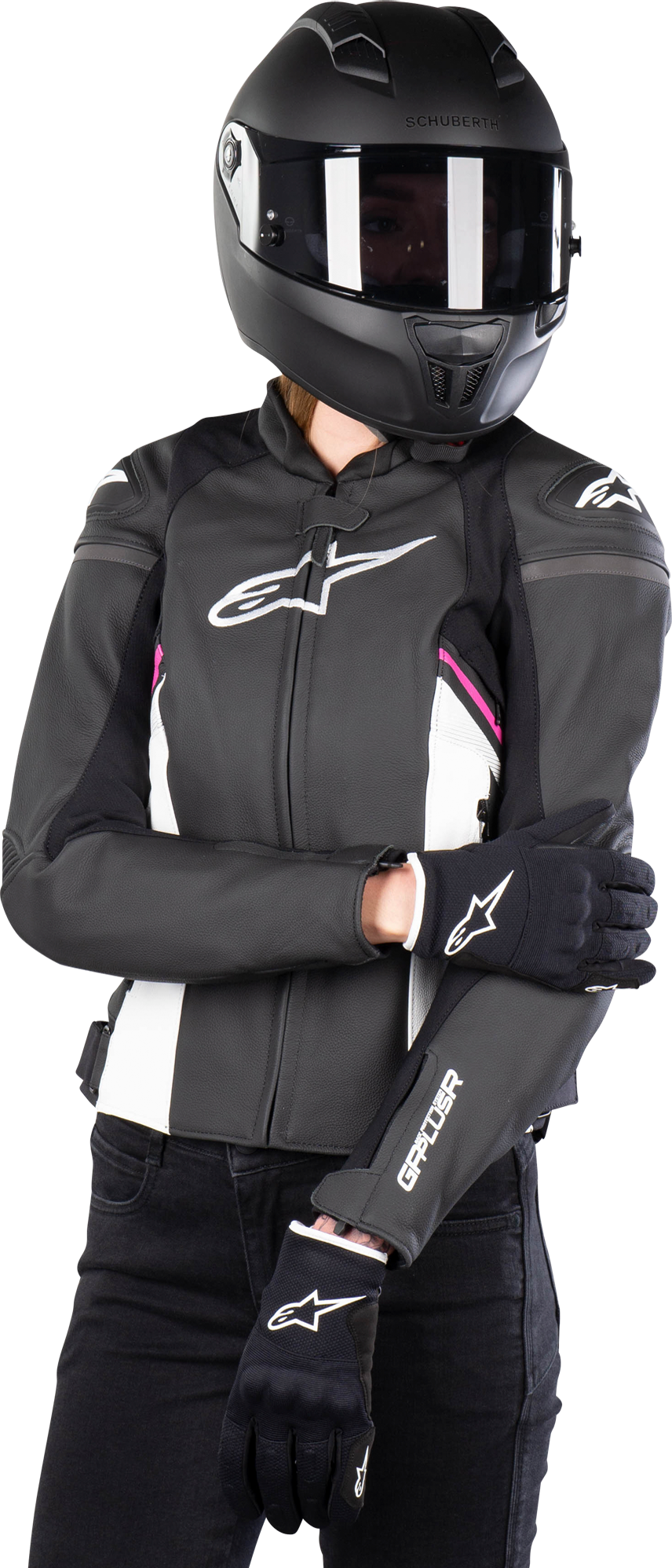 Alpinestars Giacca Moto Donna  Stella GP Plus R V3 Nero-Bianco-Rosa