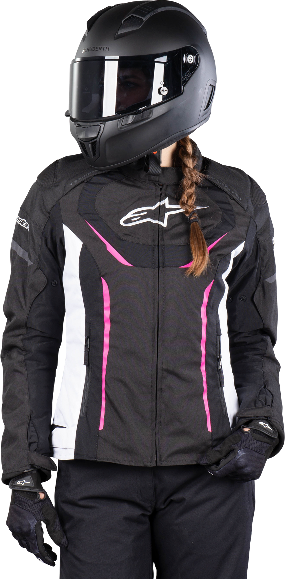 Alpinestars Giacca Moto Donna  Stella T-Jaws V3 Waterproof Nero-Bianco-Rosa