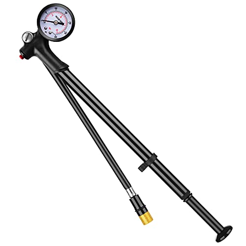 Diyife Verende Vork Demperpomp met Manometer, [300 PSI] Hogedruk Draagbare Vorkpomp, Mini Fietspomp voor Verende Vork & Achtervering, MTB, Fiets, Rolstoel, Schrader/Presta