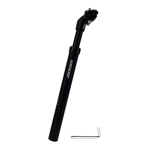 Jane Eyre Verende zadelpen, hoogwaardige fietszadelpen, diameter 27,2, 30,8 of 31,6 mm, geveerd met 350 mm lengte voor trekkingfiets, e-bike, MTB en stadsfiets (Zwart 27,2 mm)