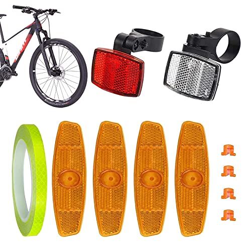 Silent-Qiaoyou Fietsreflectoren voor en achter, fietsreflectoren, spaakreflectoren, set fietsreflectoren voor en achter, fietsreflectoren voor en achter, voor mountainbike, racefiets, veiligheid