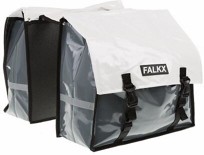 Falkx fietstas Bisonyl dubbel wit/grijs 40L