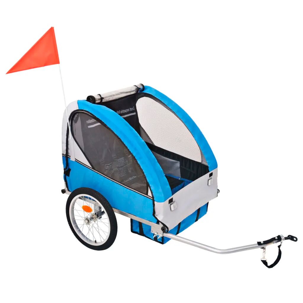 vidaXL Sykkelvogn for barn grå og blå 30 kg