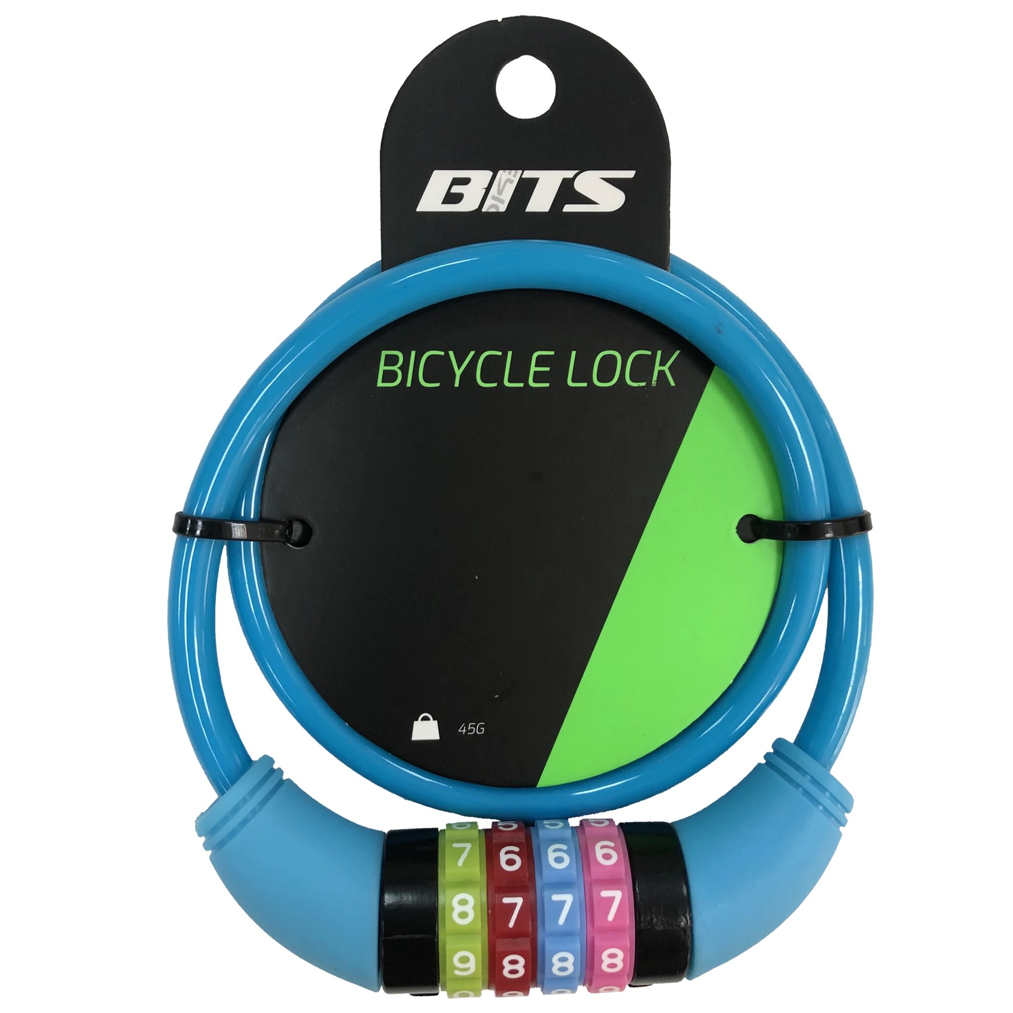 BITS Bike lock JR 8 x 650 mm, sykkellås kode STD blue