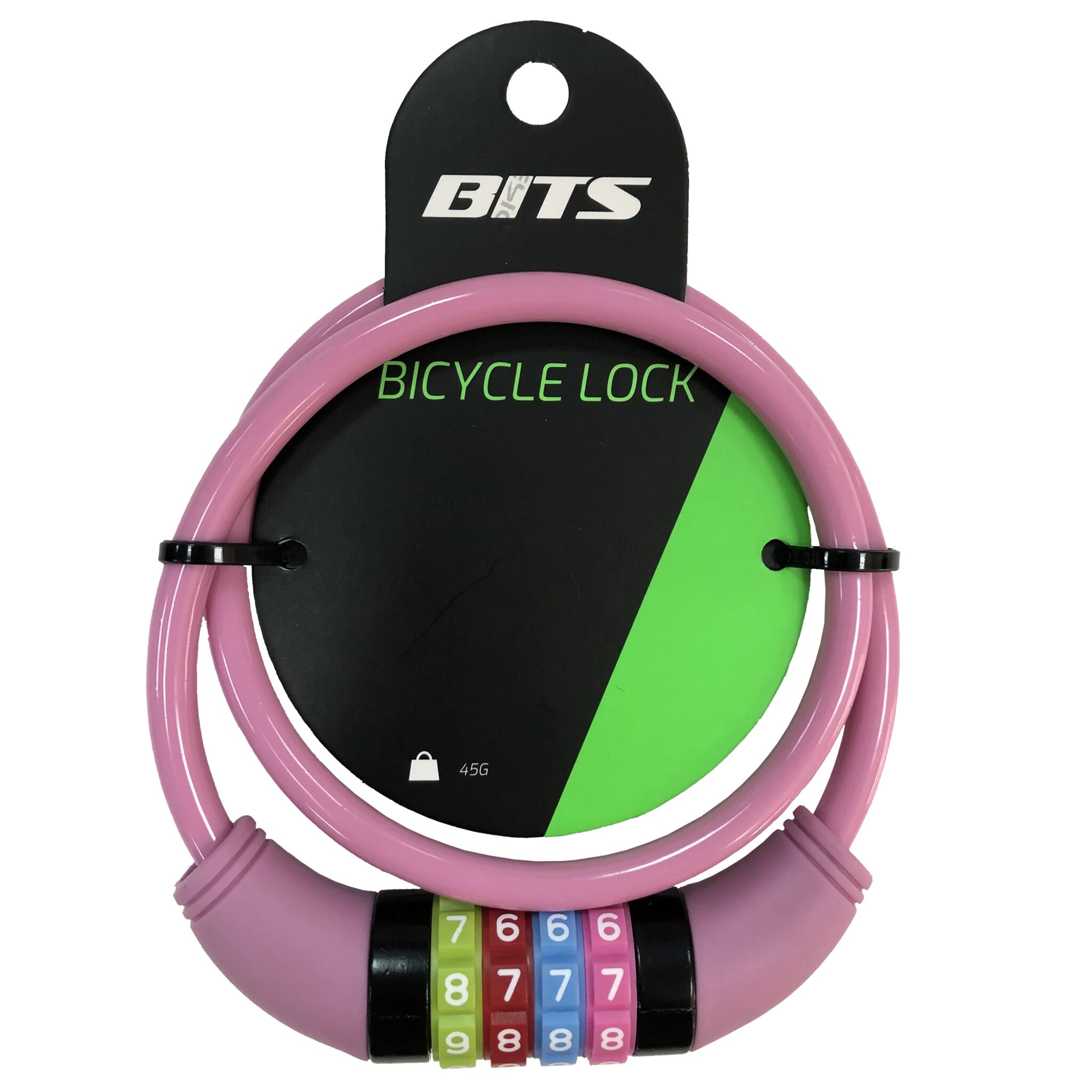 BITS Bike lock JR 8 x 650 mm, sykkellås kode STD Pink