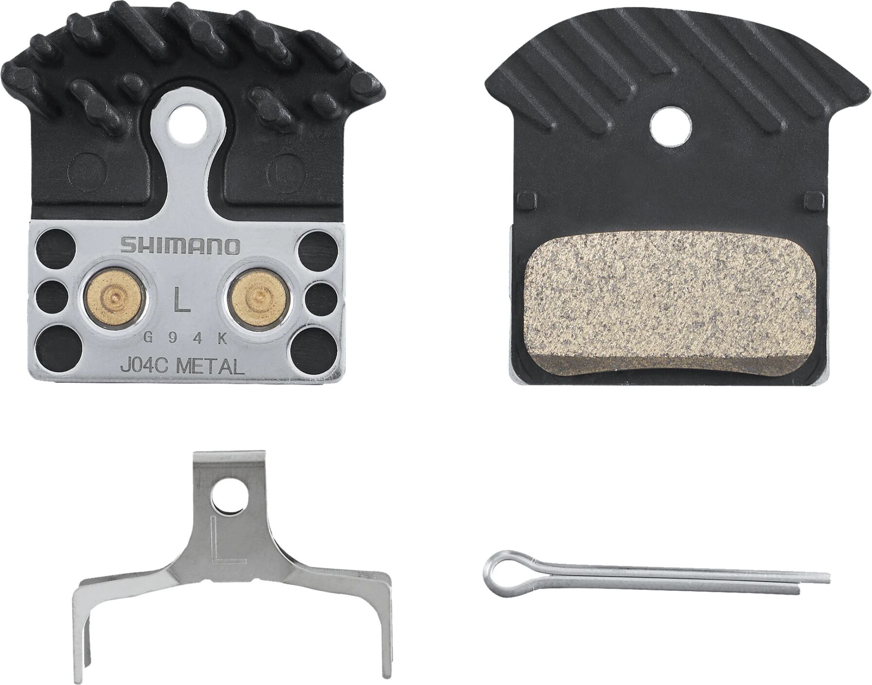 Shimano Brake pads XTR-Deore metal w/cooling ribs, bremseklosser STD Black