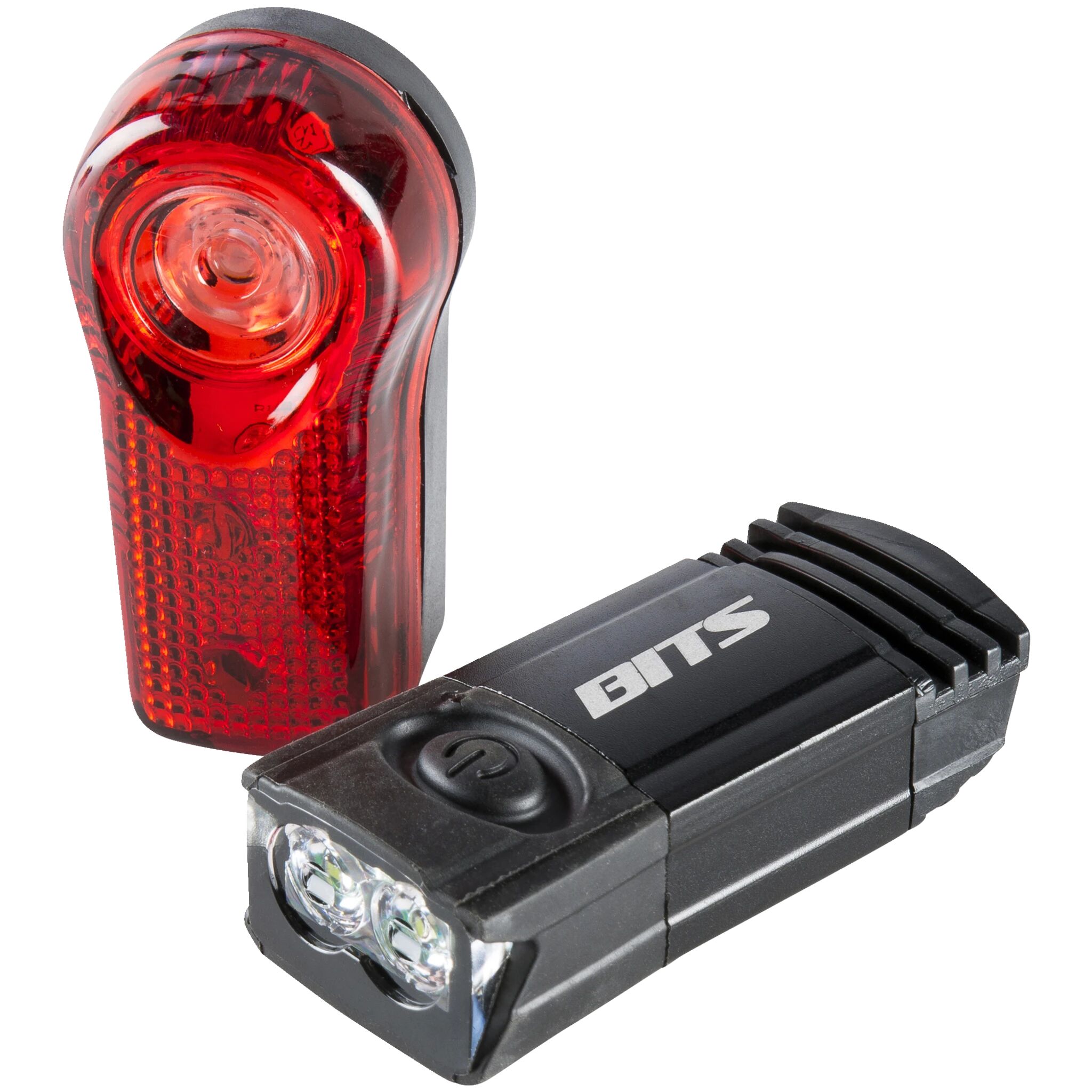 BITS Mega LED bike light set USBcharge front light, sykkellykter STD Black
