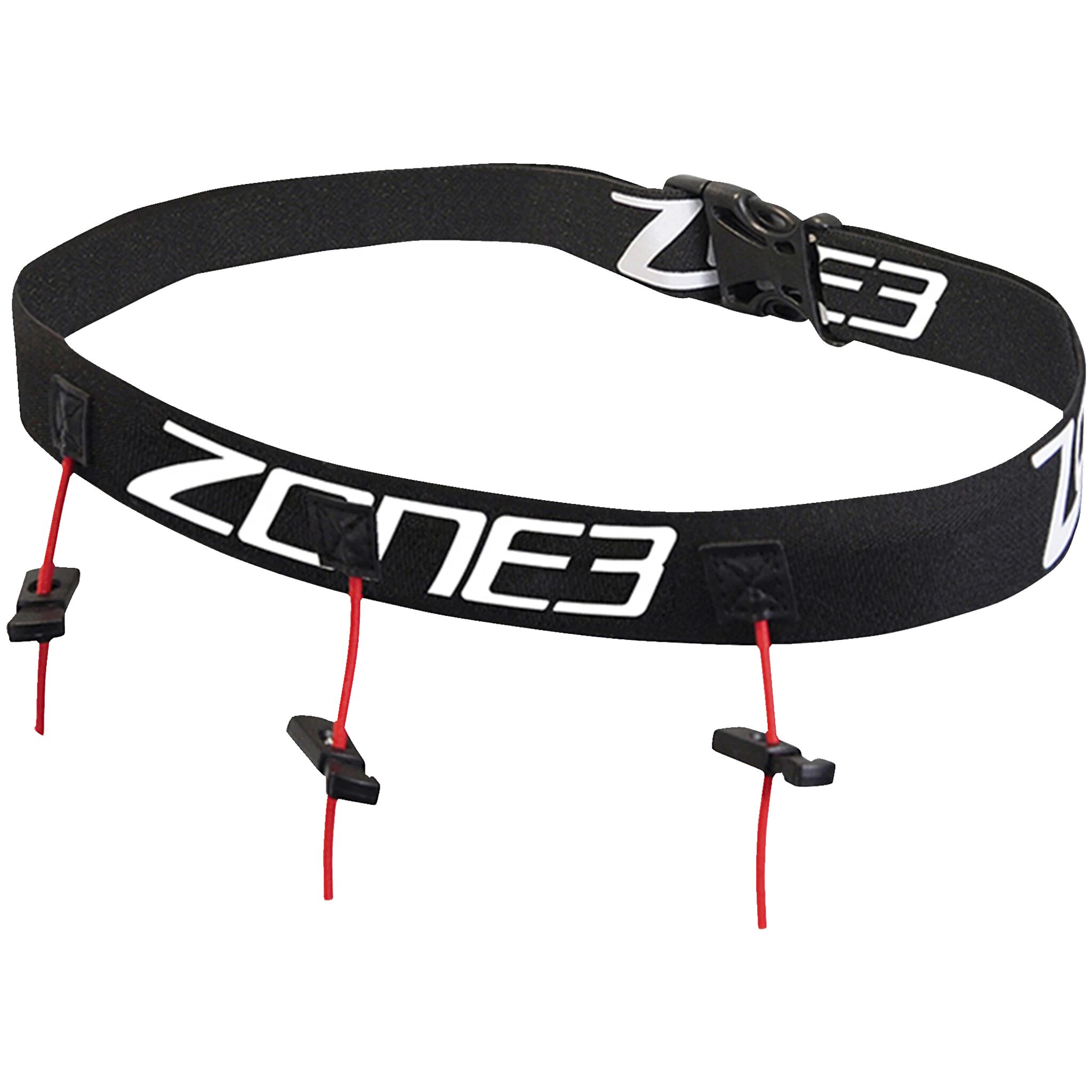 Zone3 Racebelts w/gel loops, konkurransebelte triatlon One Size BLACK/WHITE/RED