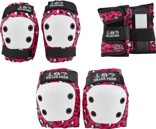 187 Killer Pads Júnior Proteções Patins 3 Partes (Preto/Cor-de-rosa)